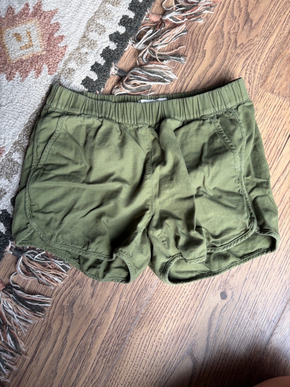 Madewell Green Elastic Waist Cotton Blend Shorts XXS